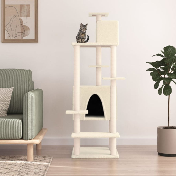 Vidaxl -Katzenmöbel mit Sisal -Kratzerpfosten 154 cm Creme -Colored
