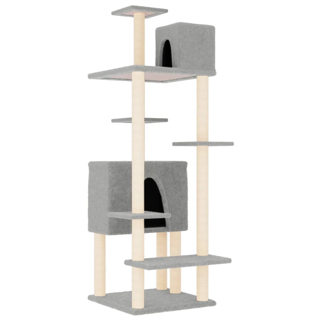Vidaxl -Katzenmöbel mit Sisal -Kratzerpfosten 154 cm hellgrau