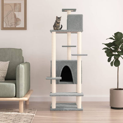 Vidaxl -Katzenmöbel mit Sisal -Kratzerpfosten 154 cm hellgrau