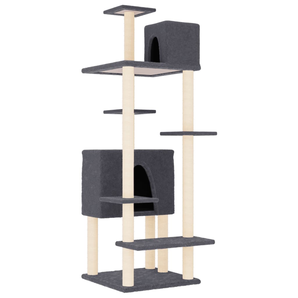 Vidaxl -Katzenmöbel mit Sisal -Kratzerpfosten 154 cm dunkelgrau