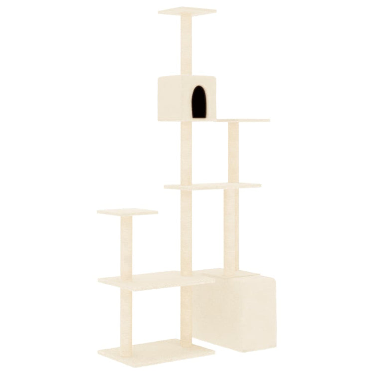 Vidaxl -Katzenmöbel mit Sisal -Kratzerpfosten 180 cm creme -gelenkt