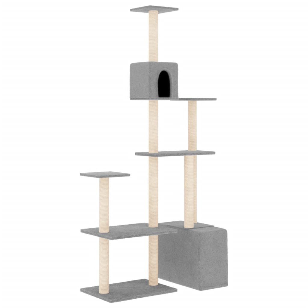 Vidaxl -Katzenmöbel mit Sisal -Kratzerpfosten 180 cm hellgrau