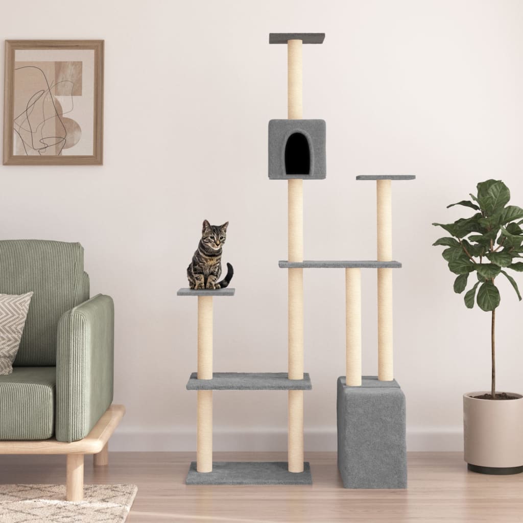 Vidaxl -Katzenmöbel mit Sisal -Kratzerpfosten 180 cm hellgrau
