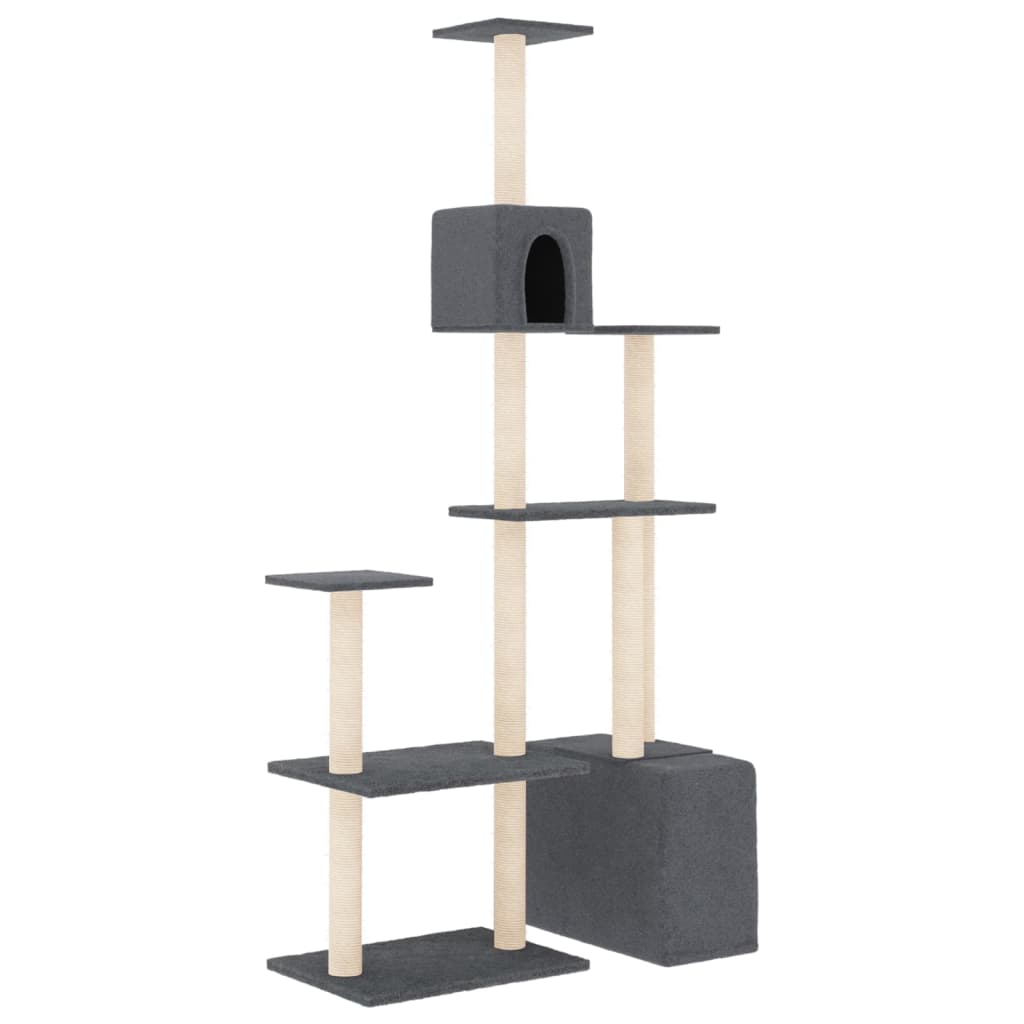 Vidaxl -Katzenmöbel mit Sisal -Kratzerpfosten 180 cm dunkelgrau