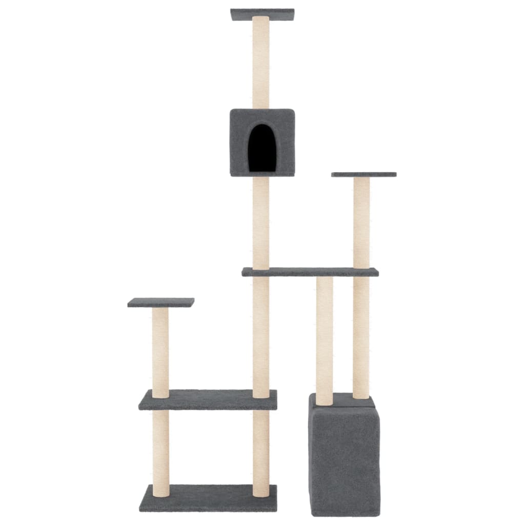 Vidaxl -Katzenmöbel mit Sisal -Kratzerpfosten 180 cm dunkelgrau