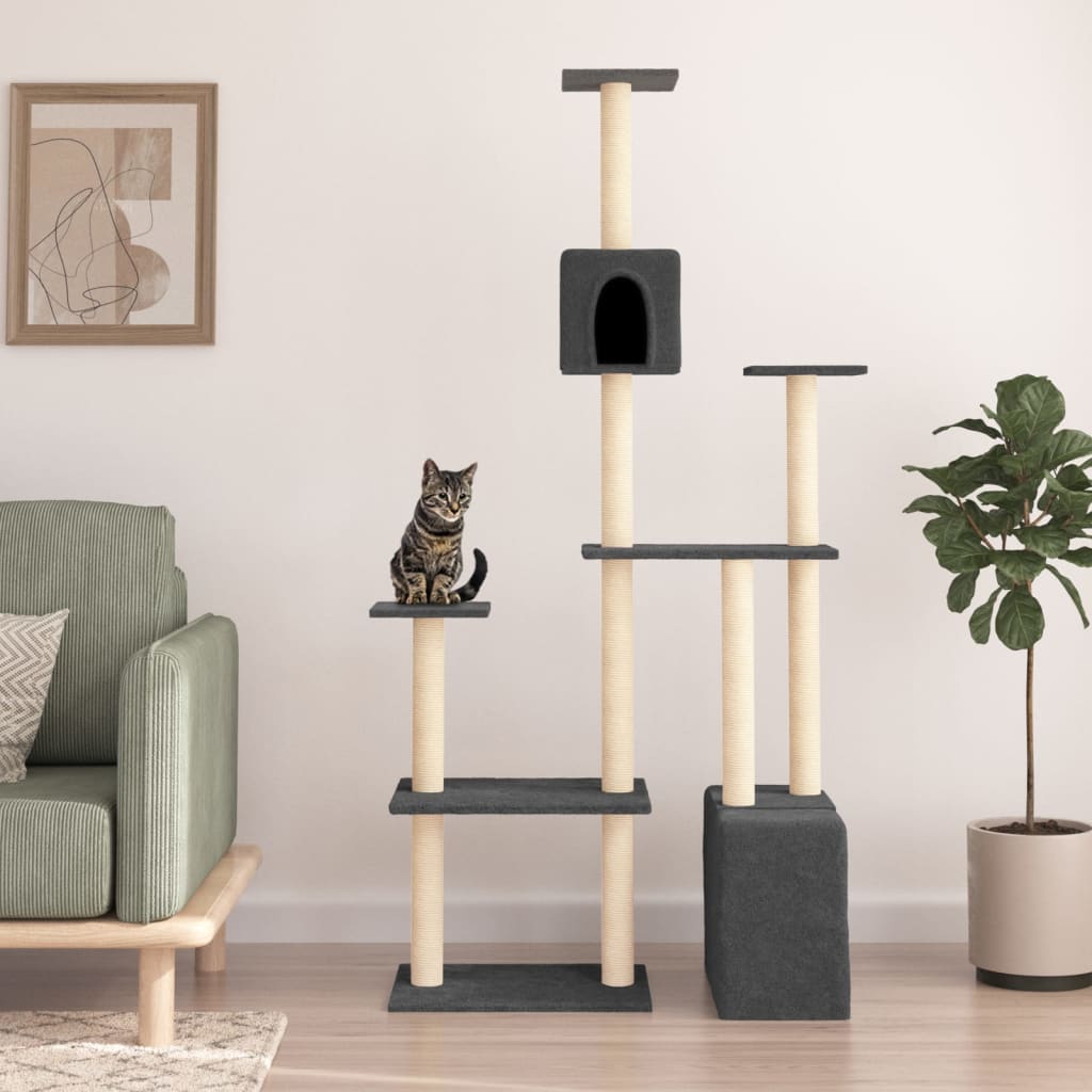 Vidaxl -Katzenmöbel mit Sisal -Kratzerpfosten 180 cm dunkelgrau