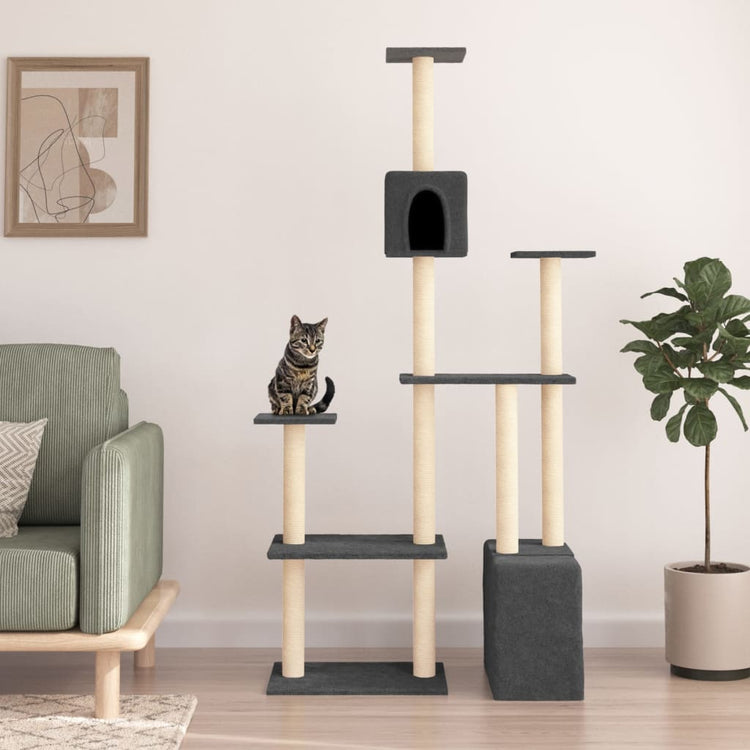 Vidaxl -Katzenmöbel mit Sisal -Kratzerpfosten 180 cm dunkelgrau