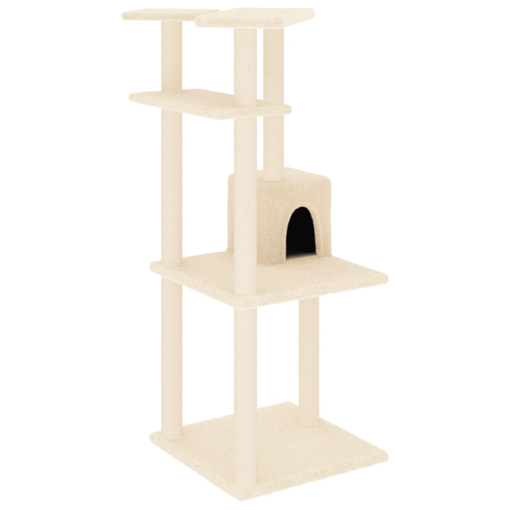 Vidaxl -Katzenmöbel mit Sisal -Kratzerpfosten 123 cm Creme -Colored