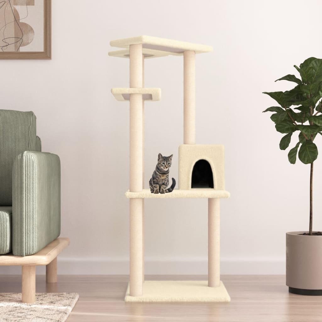 Vidaxl -Katzenmöbel mit Sisal -Kratzerpfosten 123 cm Creme -Colored