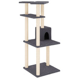 Vidaxl -Katzenmöbel mit Sisal -Kratzerpfosten 123 cm dunkelgrau - afbeelding 2