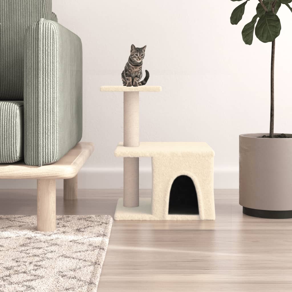 Vidaxl -Katzenmöbel mit Sisal -Kratzerpfosten 48 cm creme -gelenkt