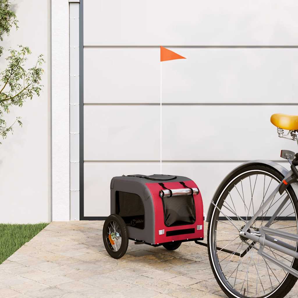 VidaXL Hundefahrradanhänger Oxford-Stoff und Eisenrot und Grau