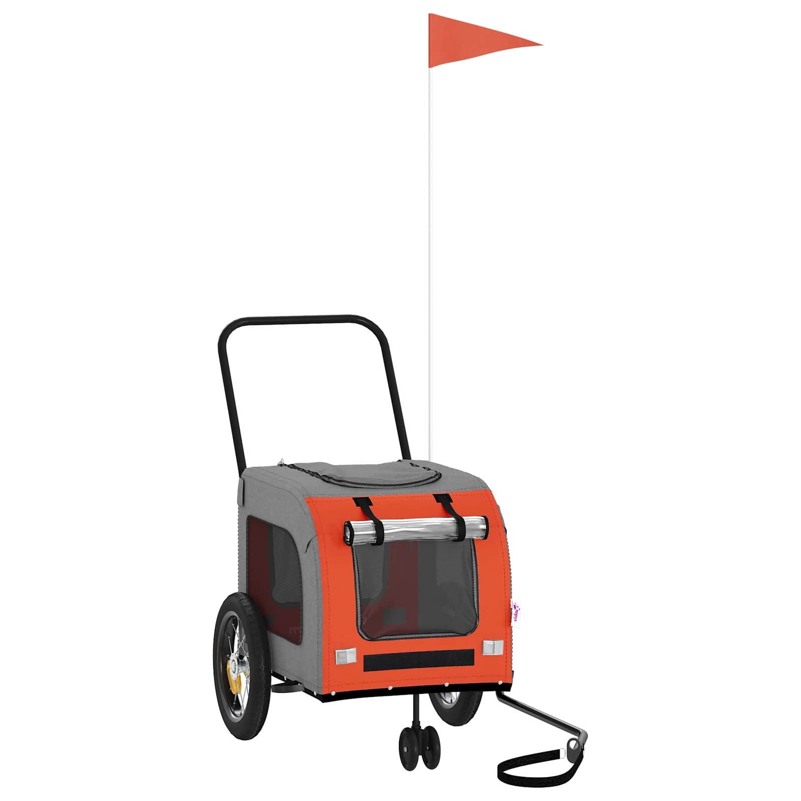 Vidaxxl Fahrradanhänger für Haustiere Orange und Grau 125 x 53 x 54 cm