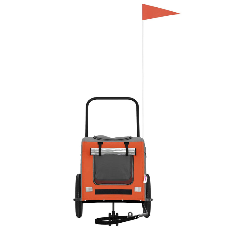 Vidaxxl Fahrradanhänger für Haustiere Orange und Grau 125 x 53 x 54 cm