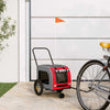 Vidaxxl Fahrradanhänger für Haustiere Rot und Grau 124,5 x 63,5 x 53 cm