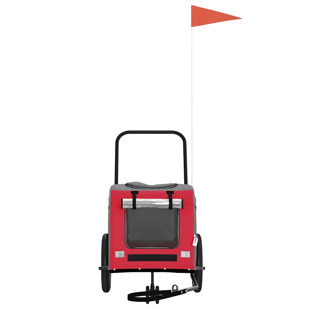 Vidaxxl Fahrradanhänger für Haustiere Rot und Grau 124,5 x 63,5 x 53 cm