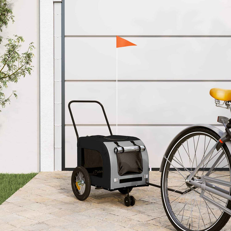 Vidaxxl Fahrradanhänger für Haustiere Grau und Schwarz 125 x 53 x 54 cm