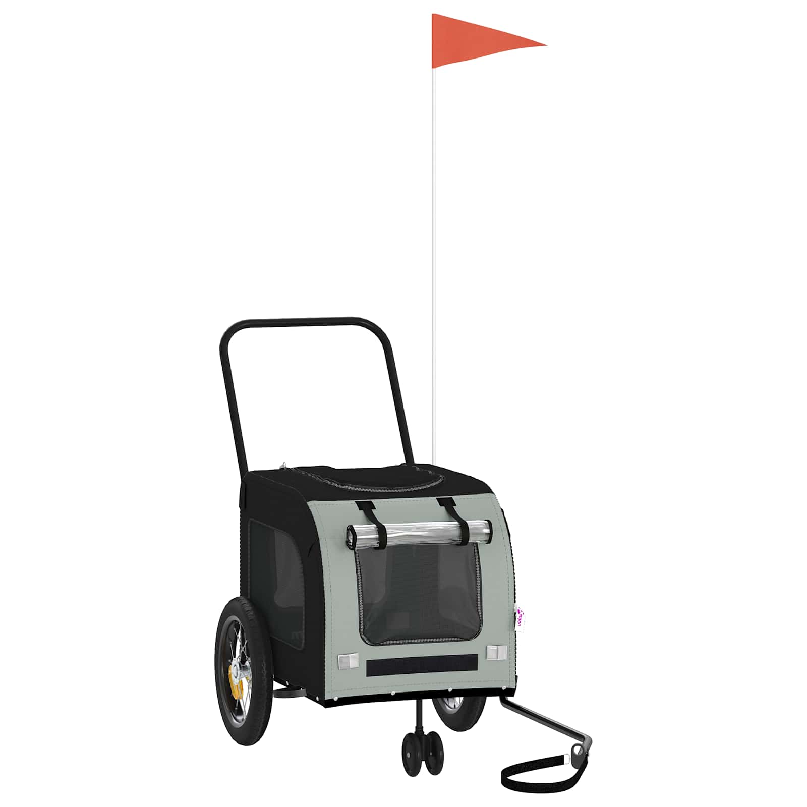 Vidaxxl Fahrradanhänger für Haustiere Grau und Schwarz 125 x 53 x 54 cm