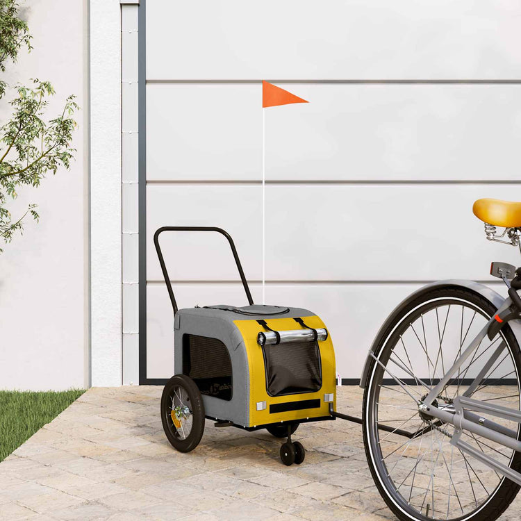 VidaXL Fahrradanhänger für Haustiere Gelb und Grau 125 x 53 x 54 cm