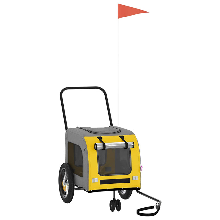 VidaXL Fahrradanhänger für Haustiere Gelb und Grau 125 x 53 x 54 cm