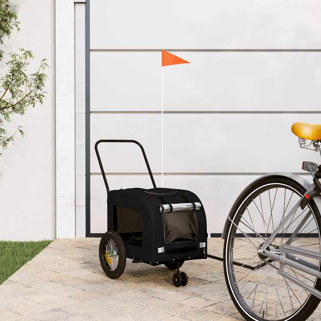 Vidaxxl Fahrradanhänger für Haustiere mit Aufbewahrung schwarz 124,5 x 63,5 x 53 cm
