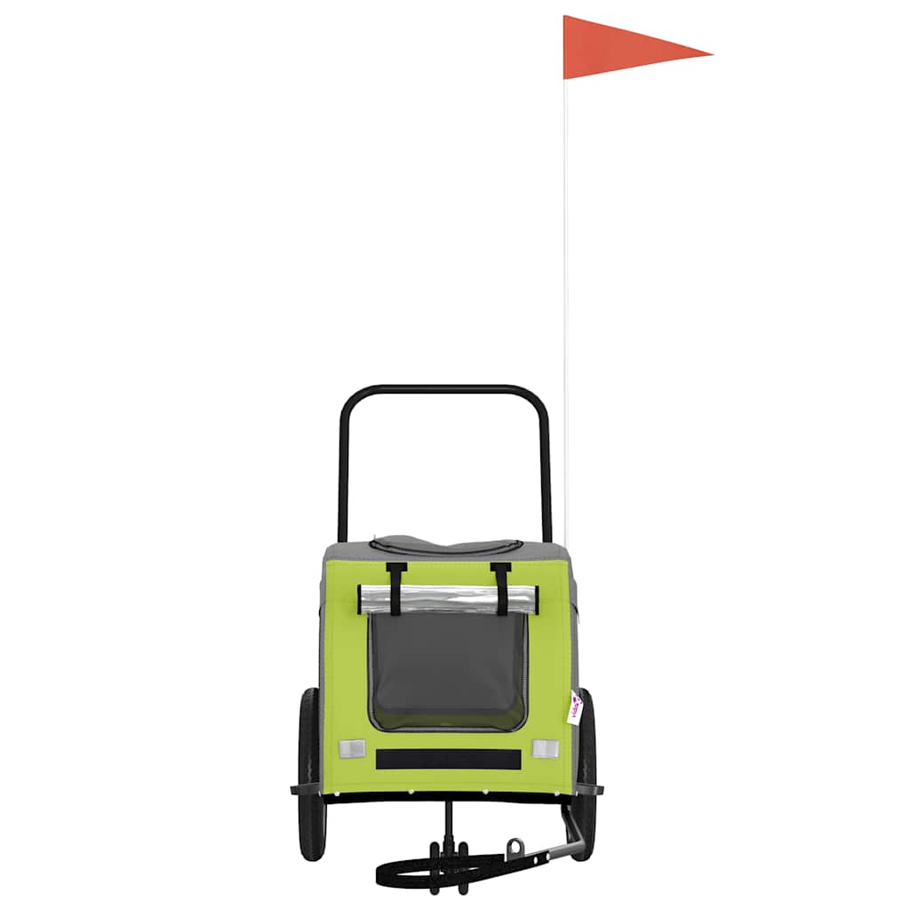 Vidaxxl Fahrradanhänger für Haustiere, grün und rot, 124,5 x 63,5 x 53 cm