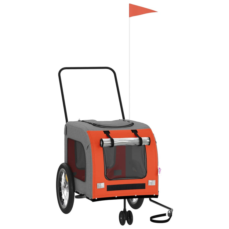 Vidaxl Dog Bike Trailer Oxford Fabric und Eisenorange und Grau