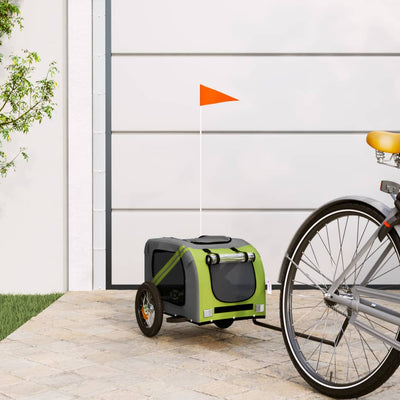 Vidaxl Dog Bike Trailer Oxford Fabric und Eisengrün und Grau