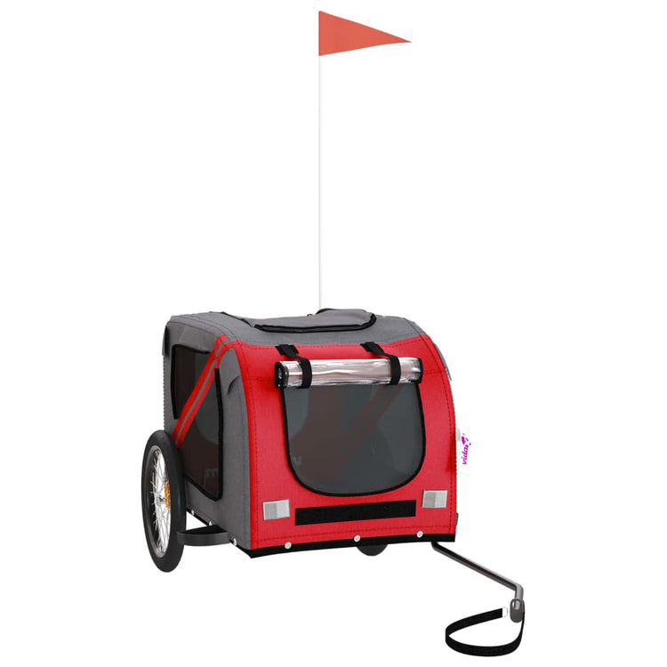 Vidaxl Dog Bike Trailer Oxford Fabric und Eisenrot und Grau