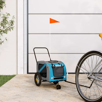 Vidaxl Dog Bike Trailer Oxford Stoff und Eisenblau und Schwarz