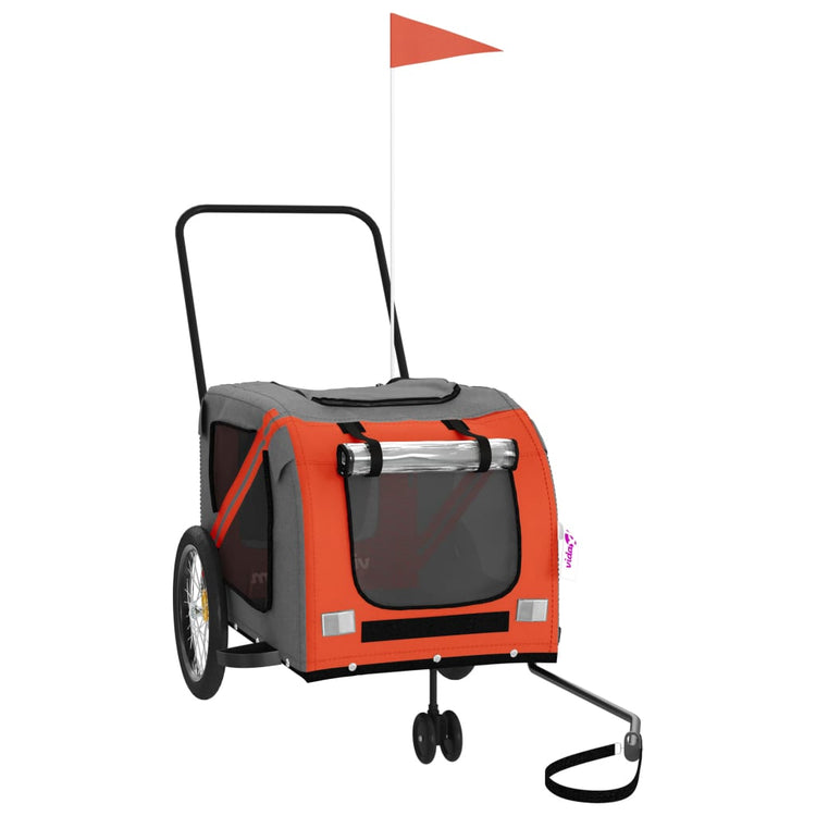 Vidaxl Dog Bike Trailer Oxford Fabric und Eisenorange und Grau