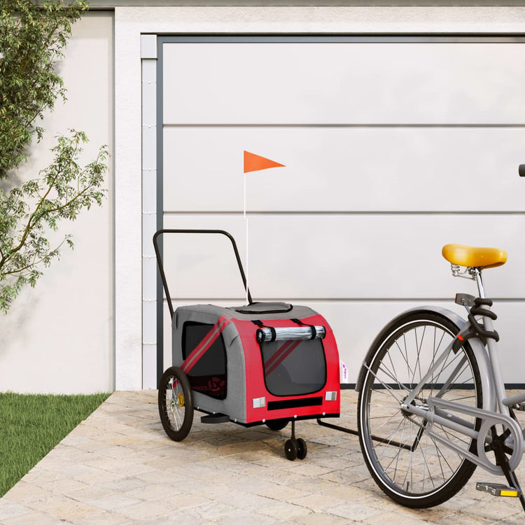 Vidaxl Dog Bike Trailer Oxford Fabric und Eisenorange und Grau