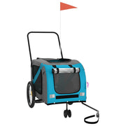 Vidaxl Dog Bike Trailer Oxford Fabric und Eisenblau und Grau - afbeelding 3
