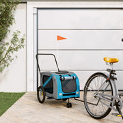 Vidaxl Dog Bike Trailer Oxford Fabric und Eisenblau und Grau - afbeelding 1