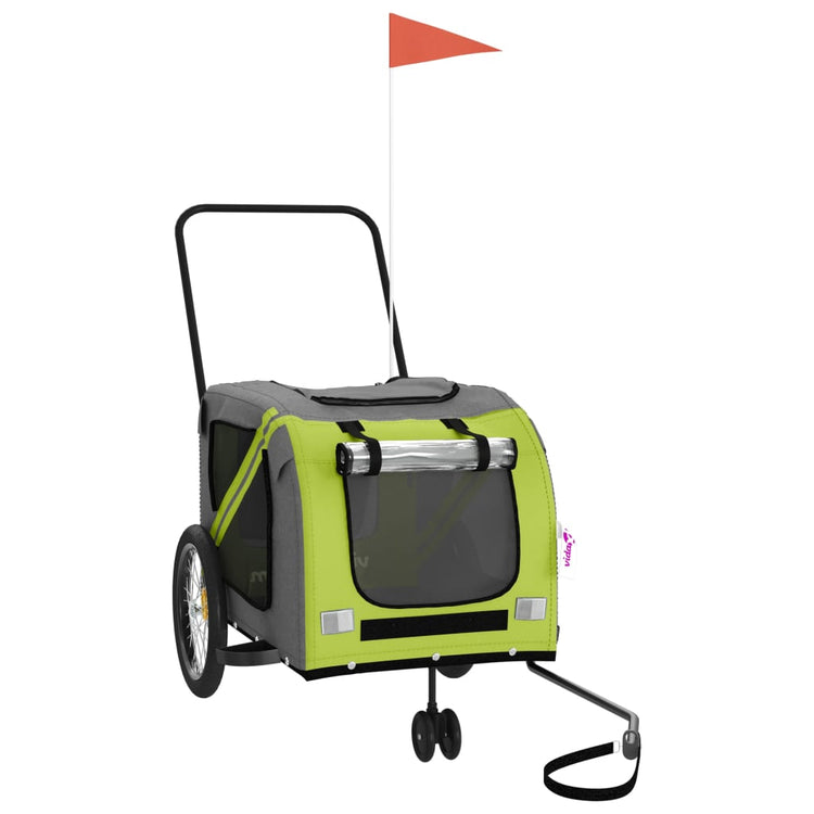 Vidaxl Dog Bike Trailer Oxford Fabric und Eisengrün und Grau