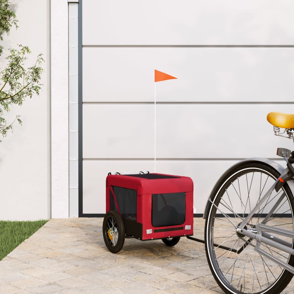 Vidaxl Dog Bike Trailer Oxford Fabric und Eisenrot und Schwarz