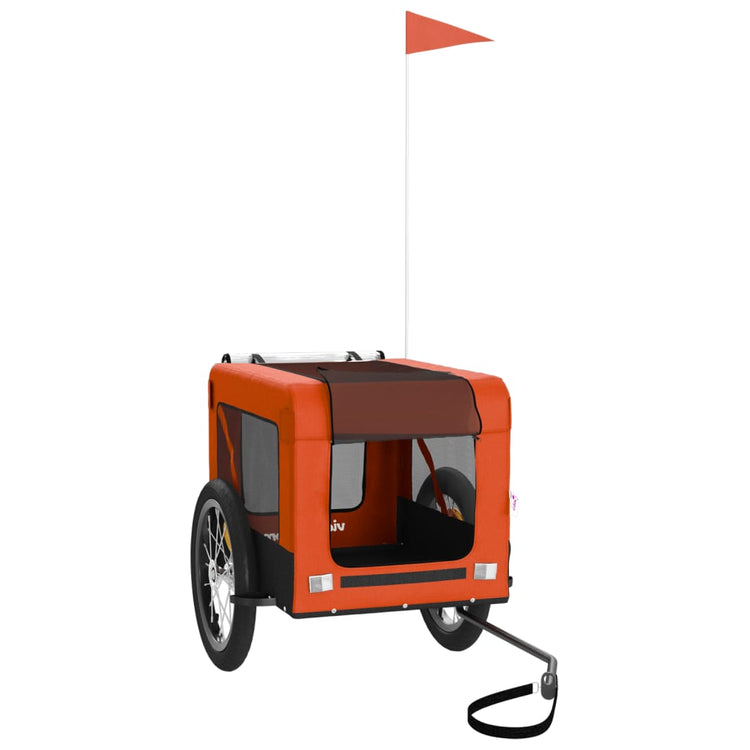 Vidaxl Dog Bike Trailer Oxford Stoff und Eisenorange und Schwarz