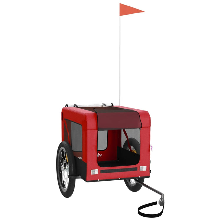 Vidaxl Dog Bike Trailer Oxford Fabric und Eisenrot und Schwarz