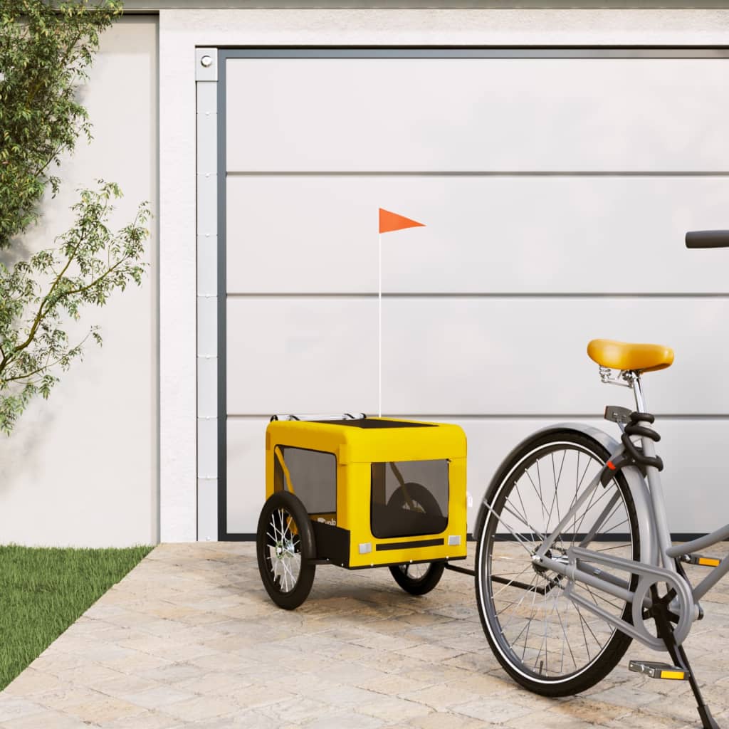 Vidaxl Dog Bike Trailer Oxford Stoff und Eisengelb und Schwarz