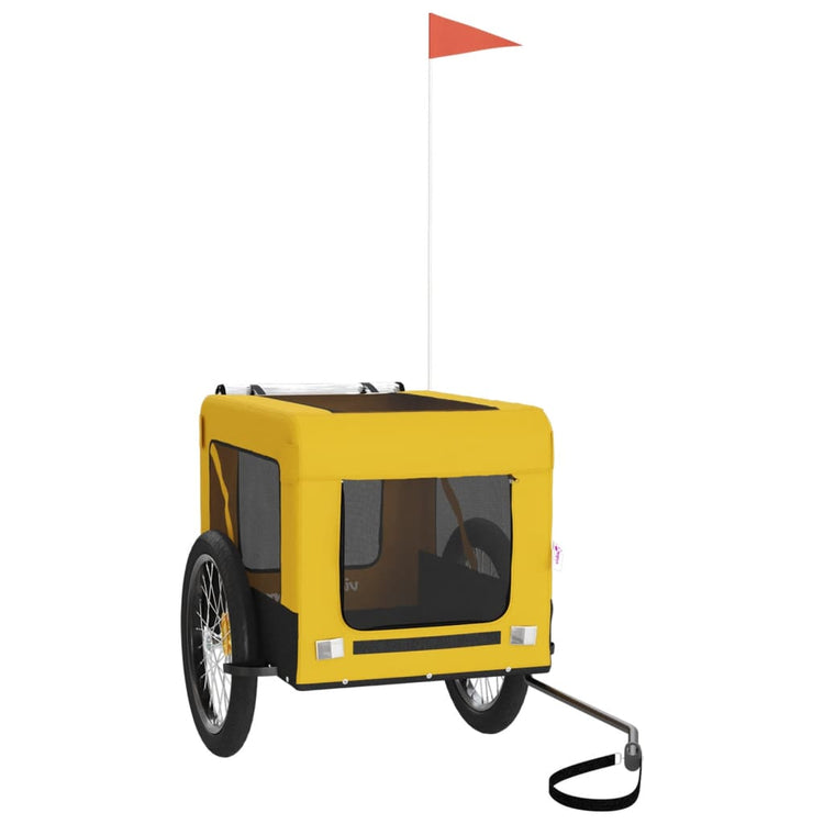 Vidaxl Dog Bike Trailer Oxford Stoff und Eisengelb und Schwarz