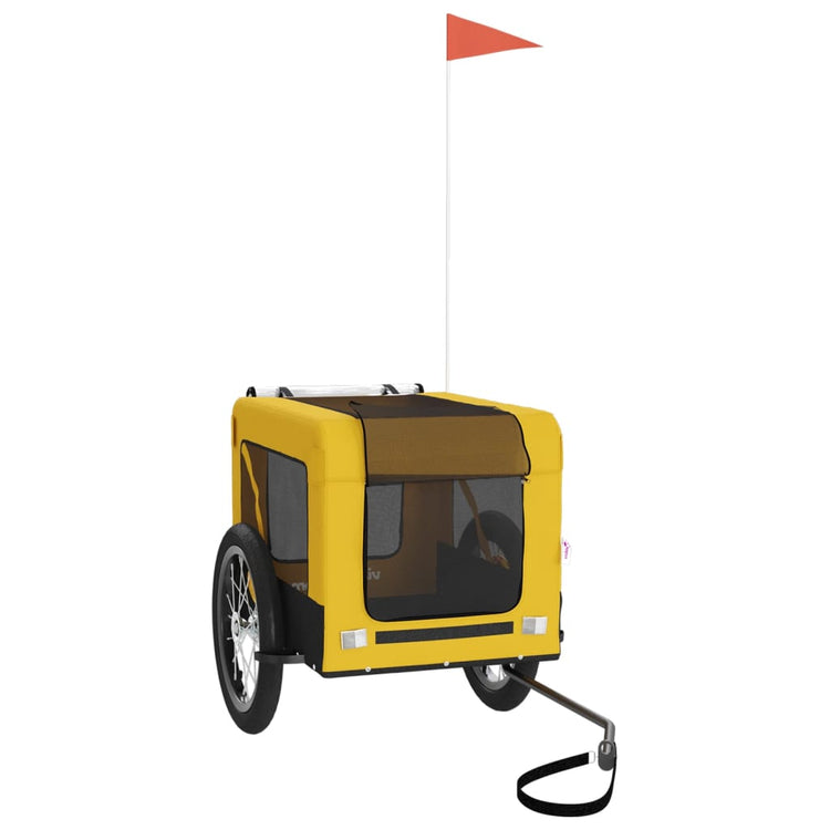 Vidaxl Dog Bike Trailer Oxford Stoff und Eisengelb und Schwarz