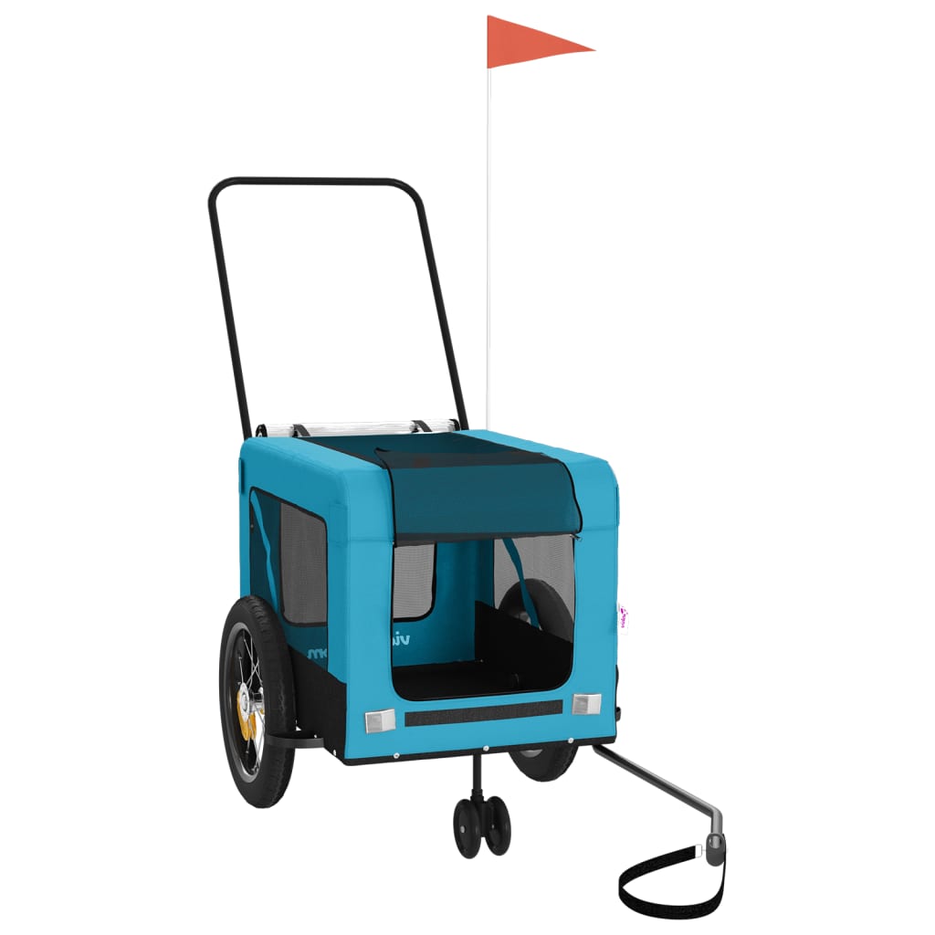 Vidaxl Dog Bike Trailer Oxford Stoff und Eisenblau und Schwarz