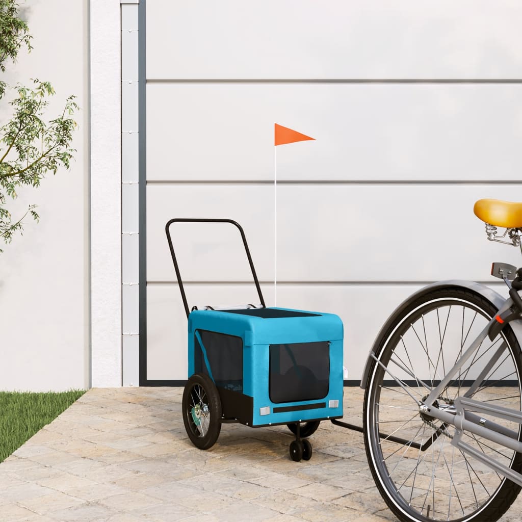 Vidaxl Dog Bike Trailer Oxford Stoff und Eisenblau und Schwarz