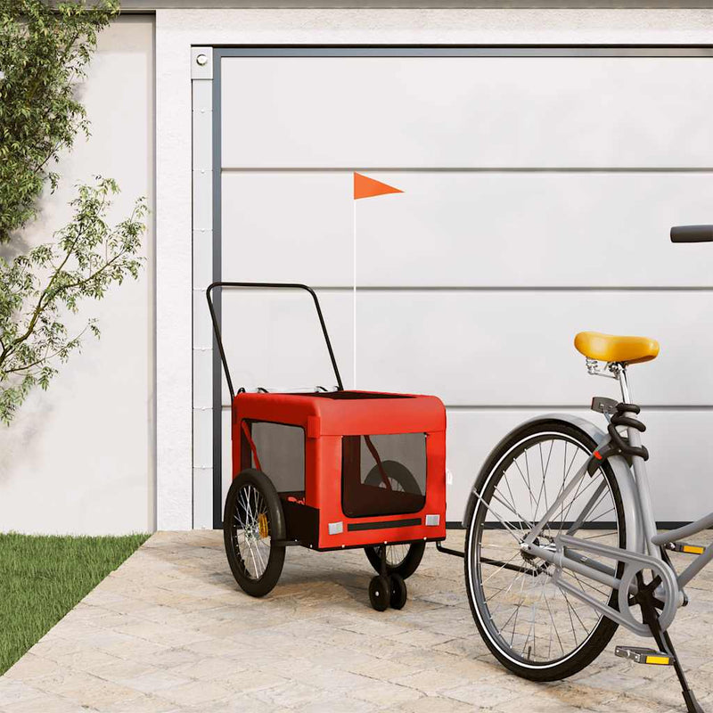 VidaXL Fahrradanhänger für Hunde, Oxford-Stoff und Eisen, Orange und Schwarz