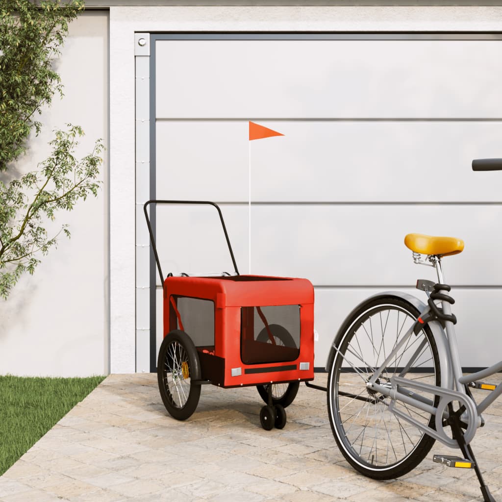 Vidaxl Dog Bike Trailer Oxford Stoff und Eisenorange und Schwarz
