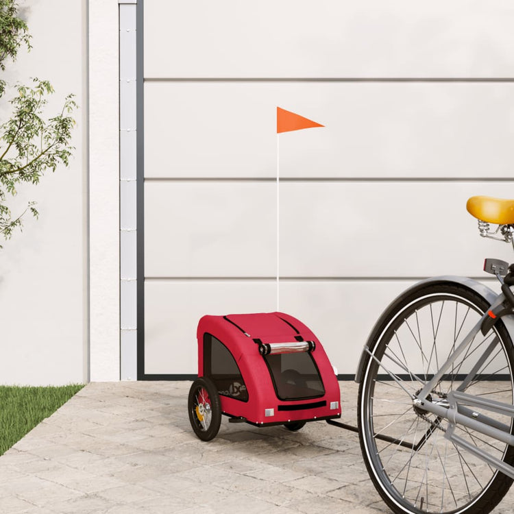 Vidaxl Dog Bike Trailer Oxford Fabric und Eisenrot