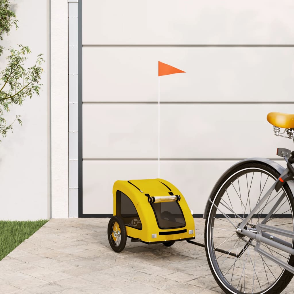 Vidaxl Dog Bike Trailer Oxford Fabric und Eisengelb