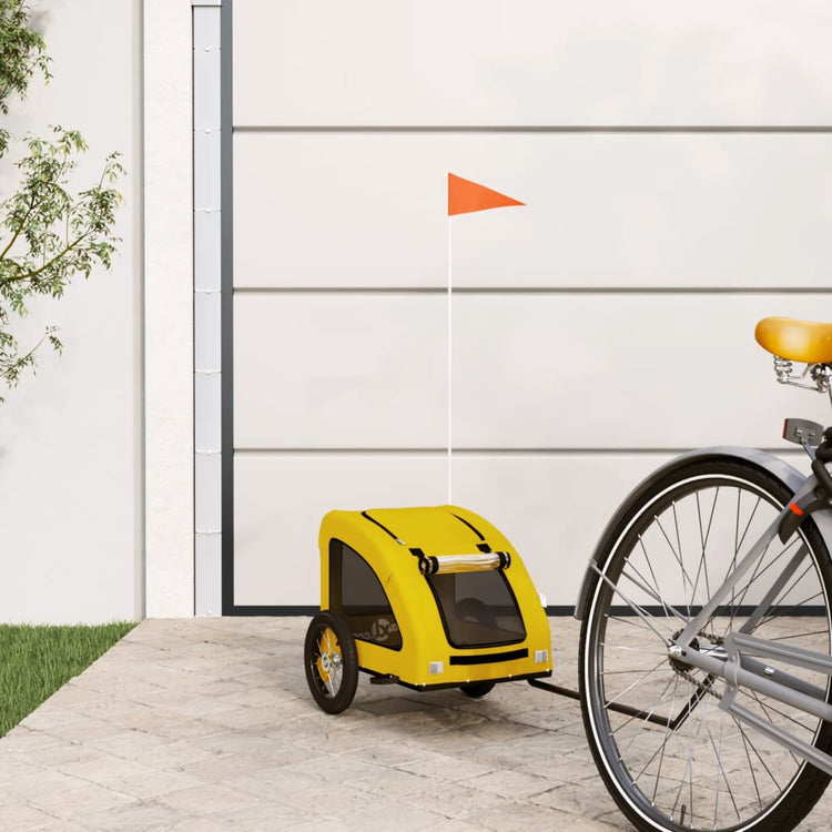 Vidaxl Dog Bike Trailer Oxford Fabric und Eisengelb