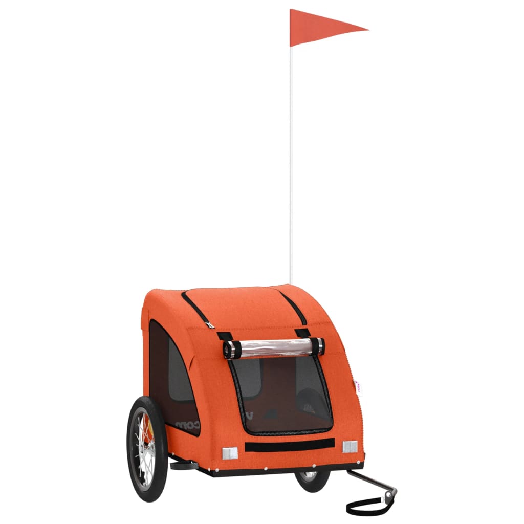 Vidaxl Dog Bike Trailer Oxford Fabric und Eisenorange