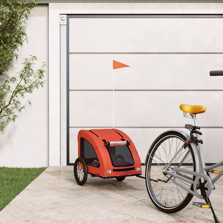 Vidaxl Dog Bike Trailer Oxford Fabric und Eisenorange